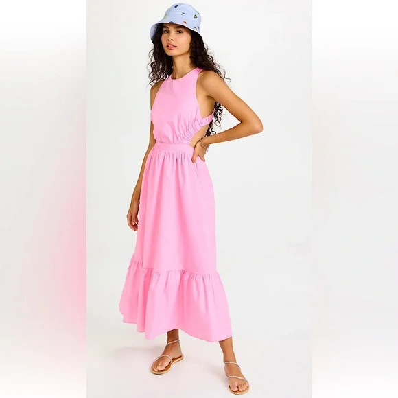 (SOLD) BARBIE PINK💕 NWT English Factory sleeveless + cut out #Maxi dress | Sz S - Picture 5 of 8
